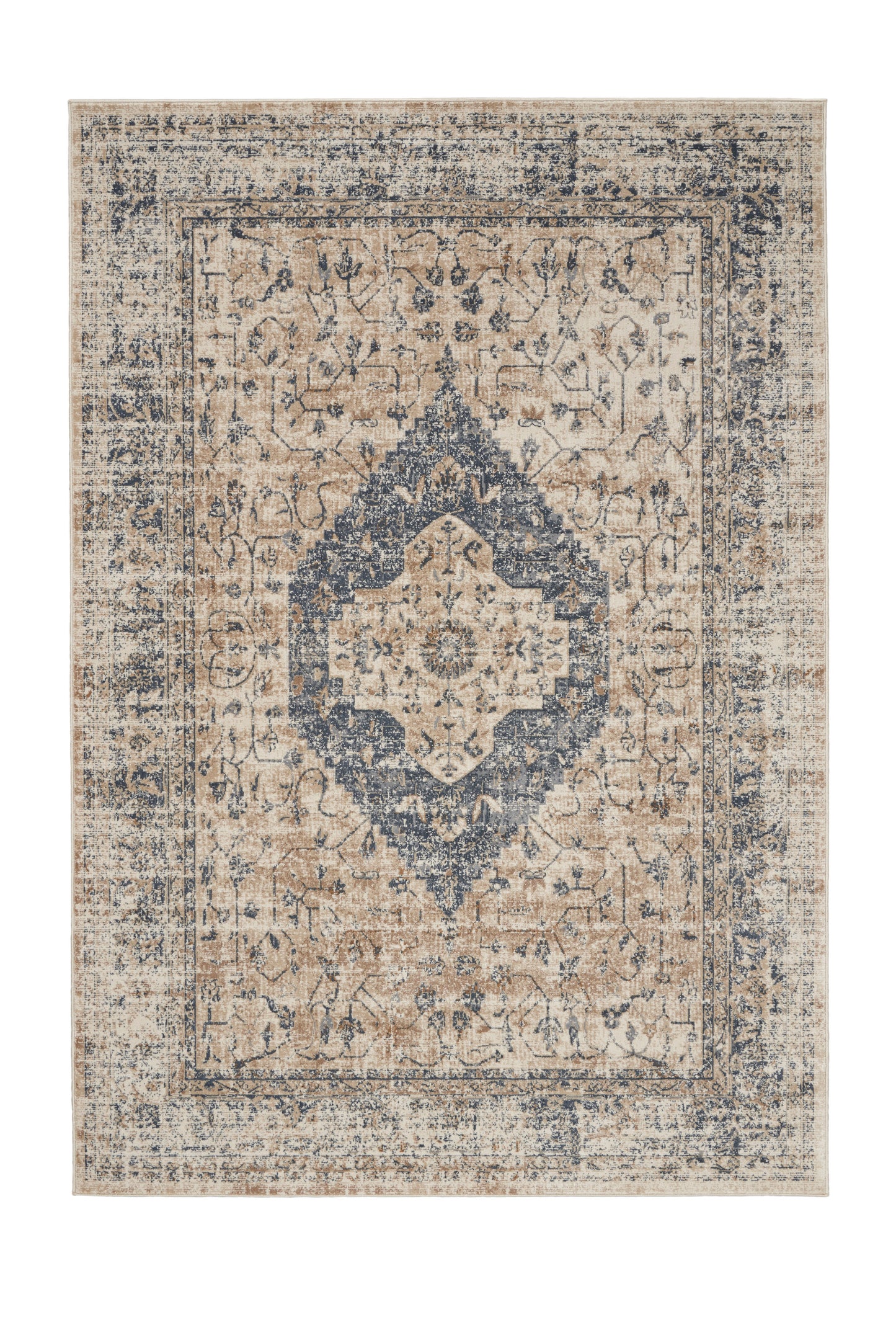 Nourison Home Malta MAI11 Ivory Blue Traditional Power-loomed Rug