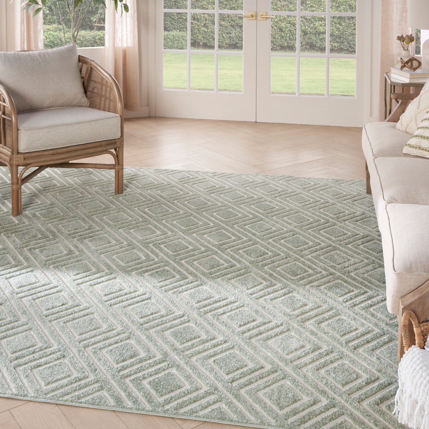 Nourison Home Care Free  Green  Contemporary