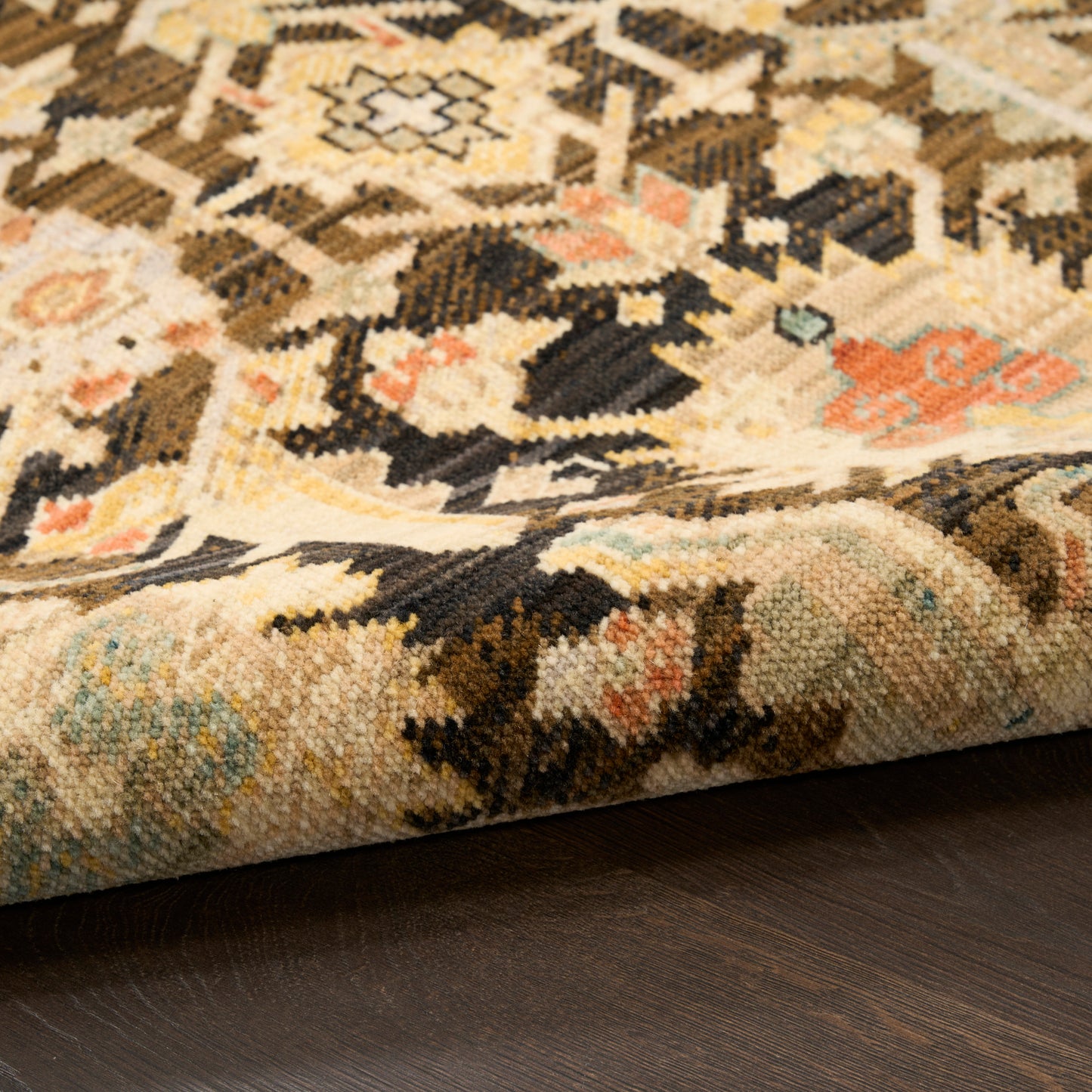 Nourison Home Antique Bloom  Mocha Multicolor  Traditional