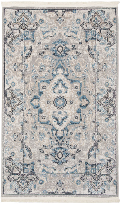 Nourison Home Carina CNA02 Grey Blue Transitional Power-loomed Rug