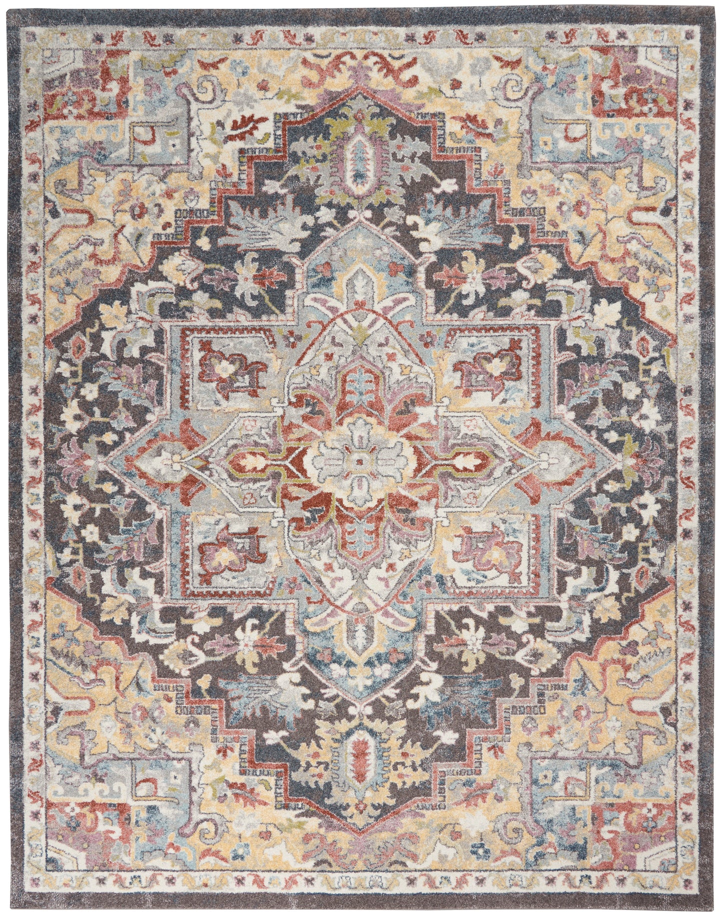 Nourison Home Soraya SOR04 Charcoal Multi Traditional Power-loomed Rug