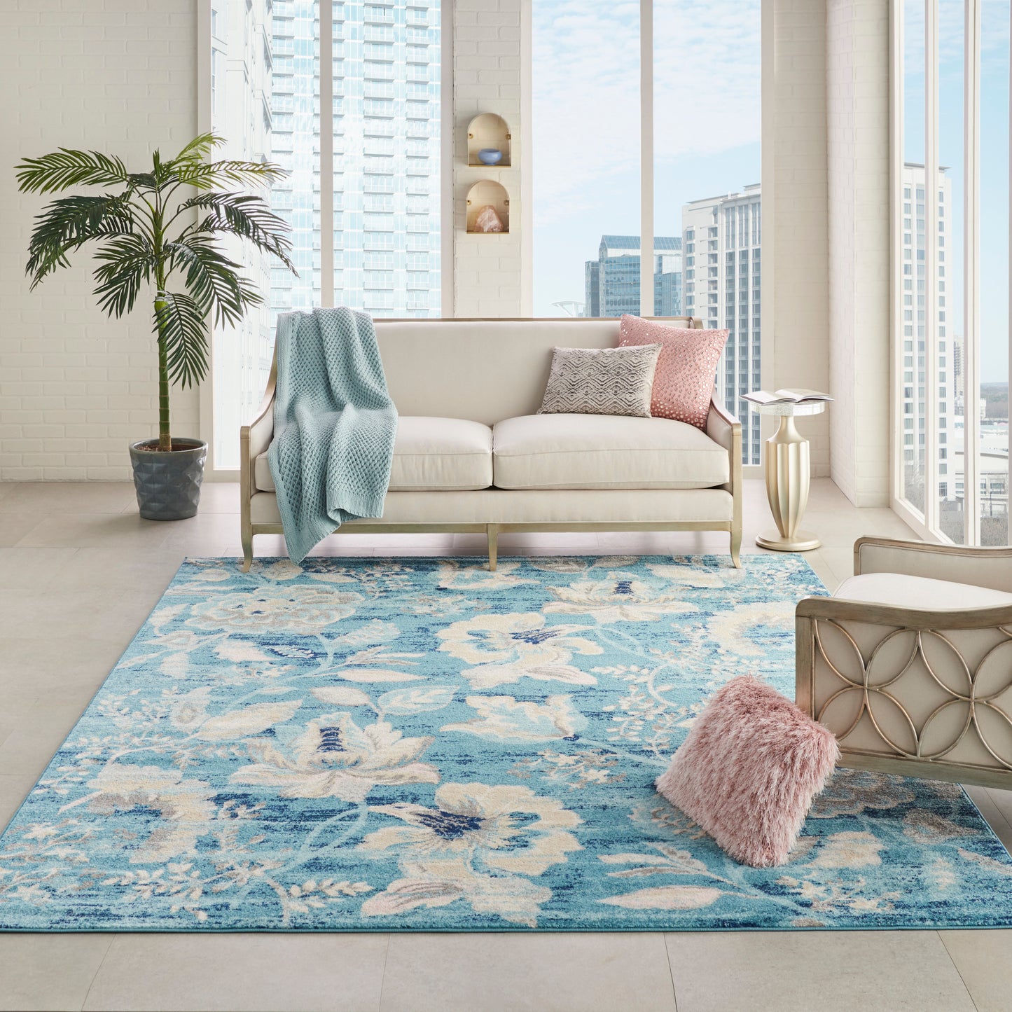 Nourison Home Tranquil  Turquoise  Contemporary