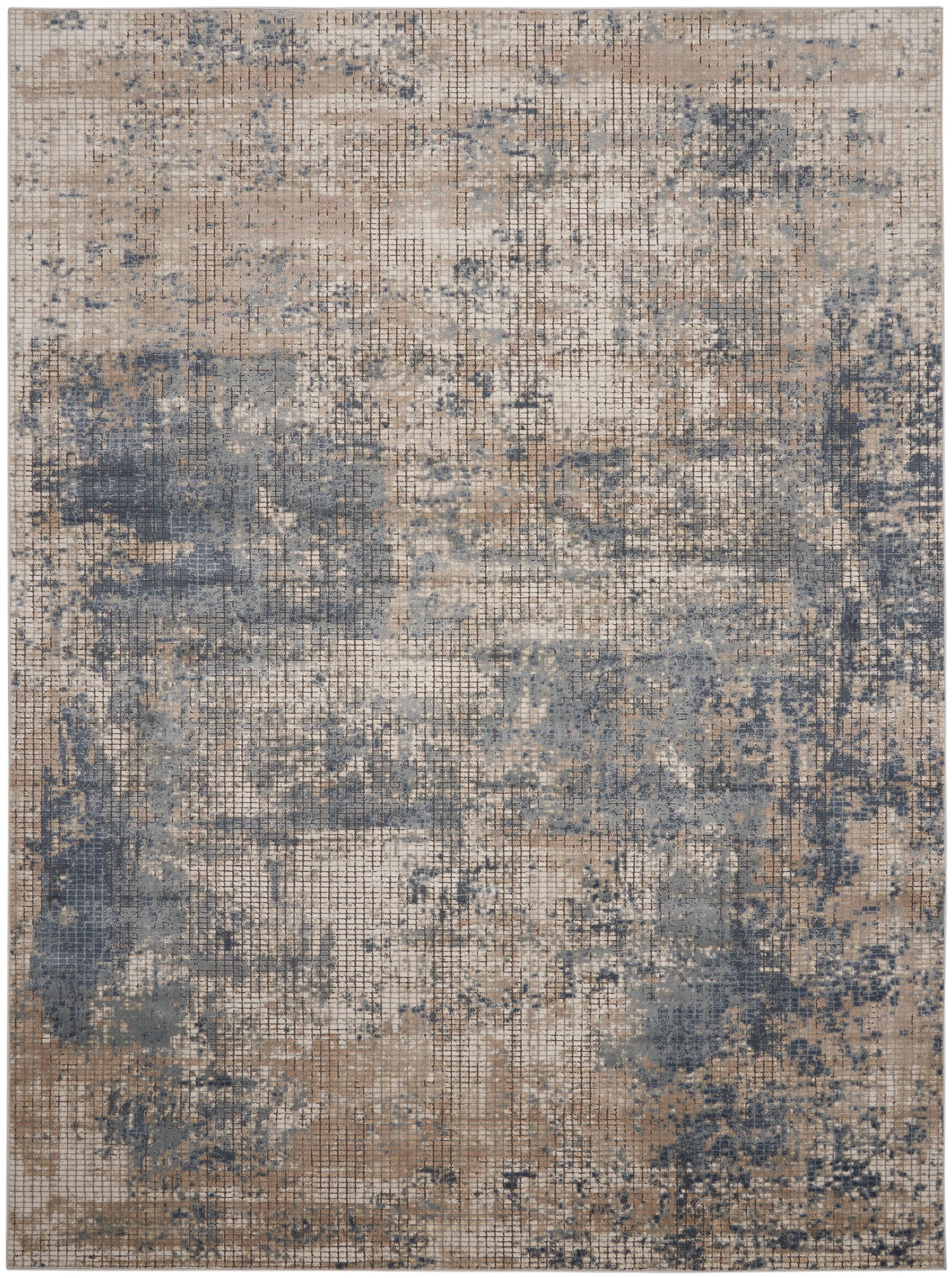 Nourison Home Quarry QUA02 Blue Beige Contemporary Power-loomed Rugs