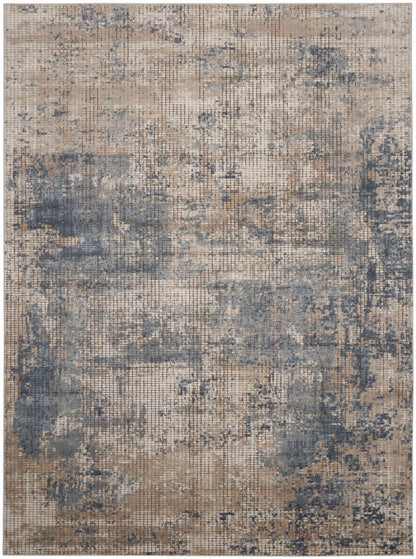 Nourison Home Quarry QUA02 Blue Beige Contemporary Power-loomed Rugs