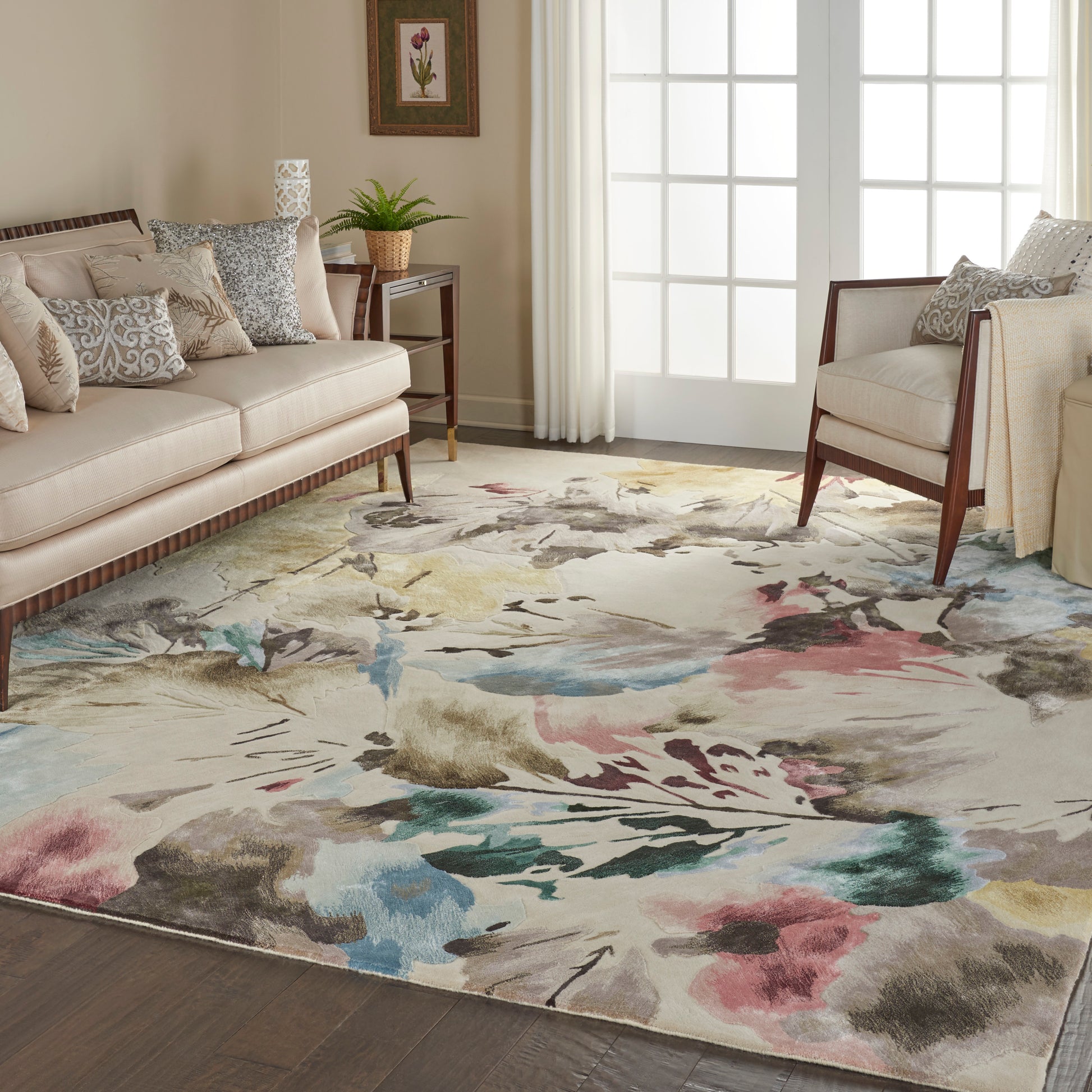 Nourison Home Prismatic  Beige Multicolor  Contemporary