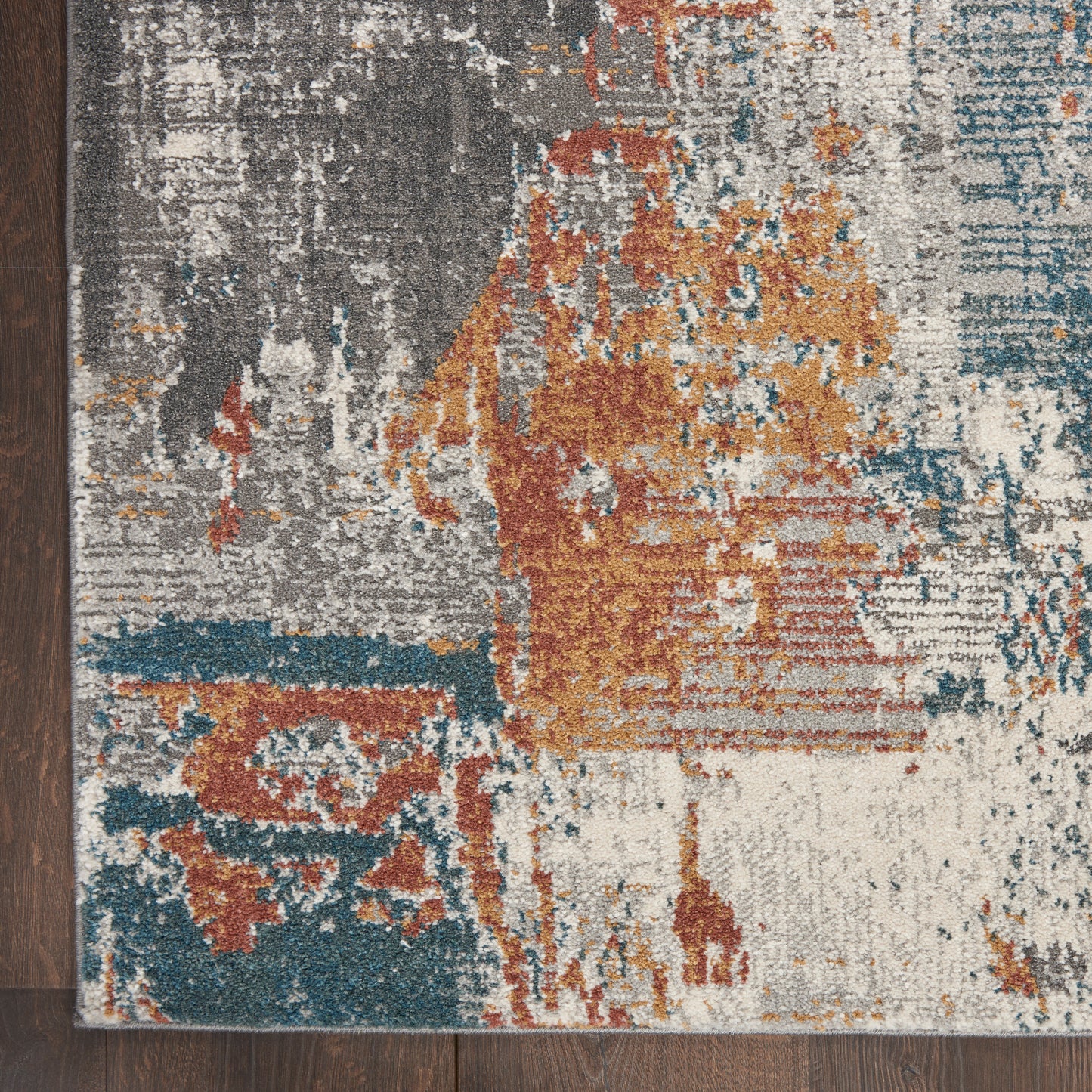 Nourison Home Tangra  Grey Multicolor  Contemporary