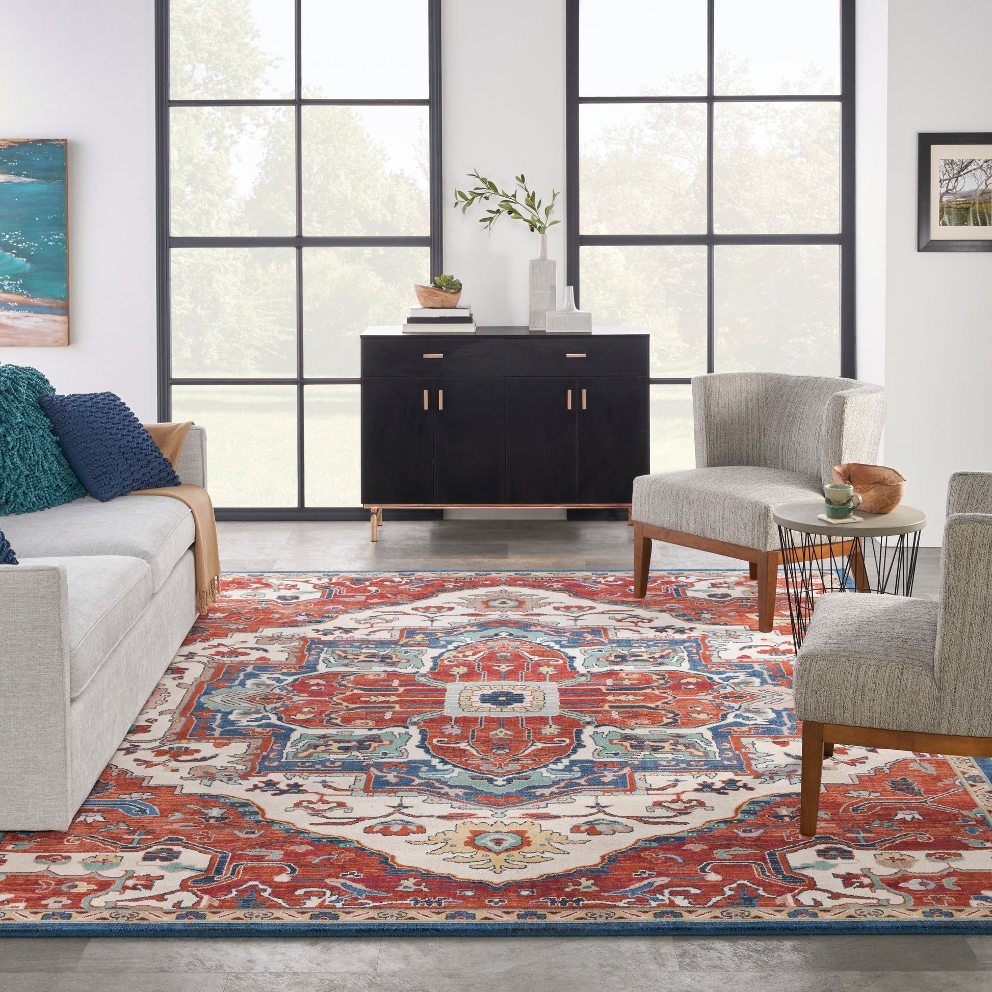Nourison Home Parisa  Brick Ivory  Traditional