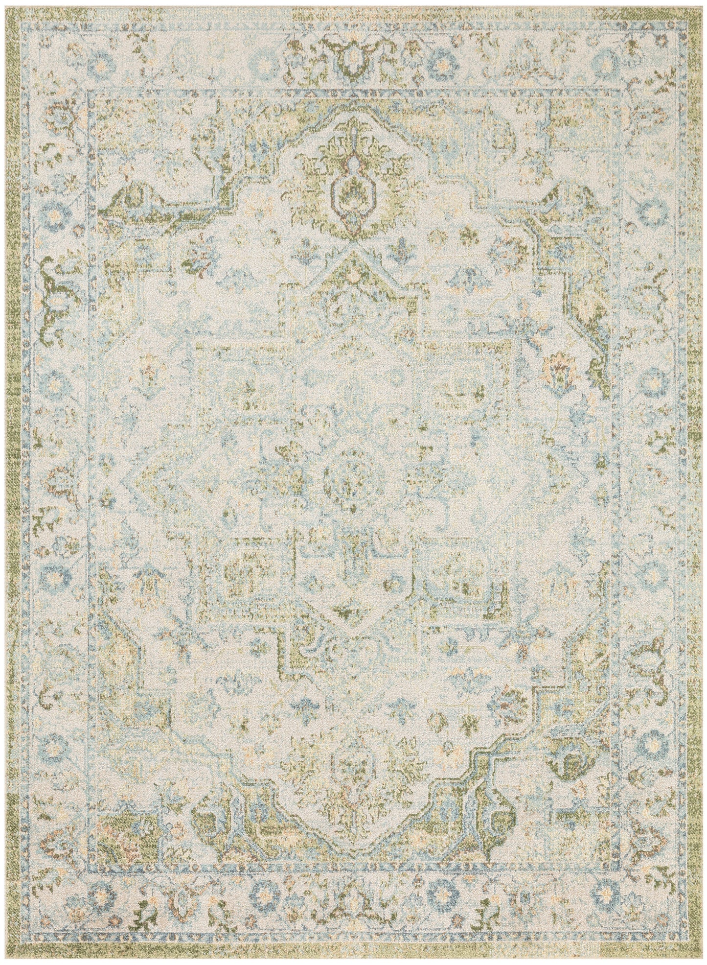 Nourison Home Astra Machine Washable ASW12 Blue Green Traditional Power-loomed Rug