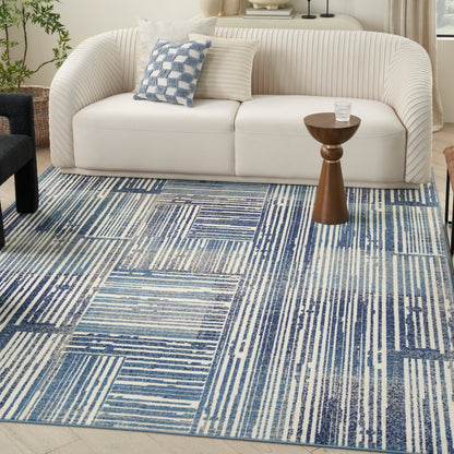 Nourison Home Grafix  Blue Grey  Contemporary