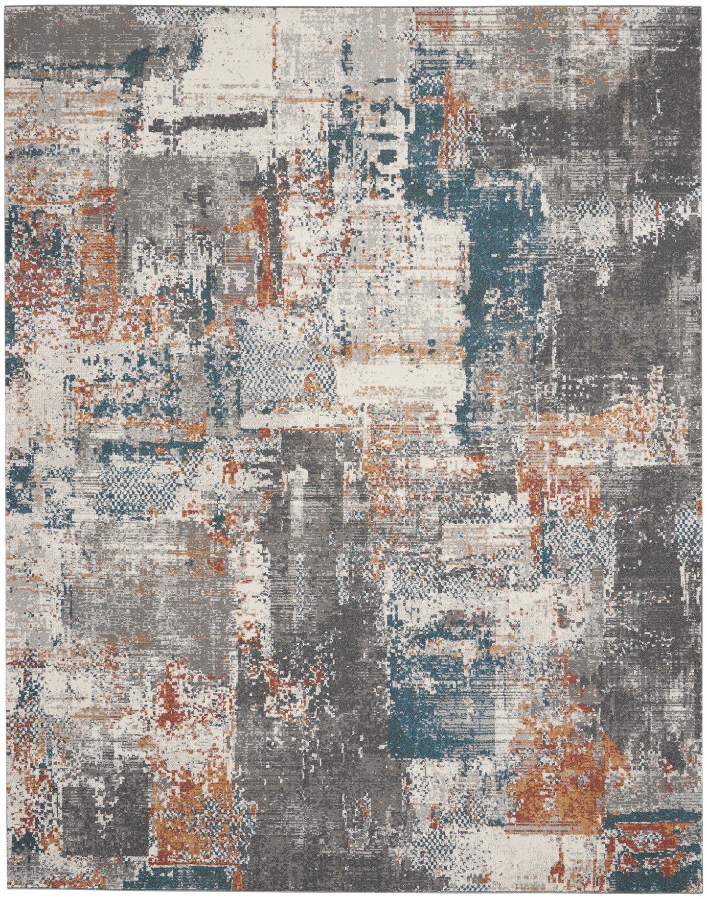 Nourison Home Tangra  Grey Multicolor  Contemporary
