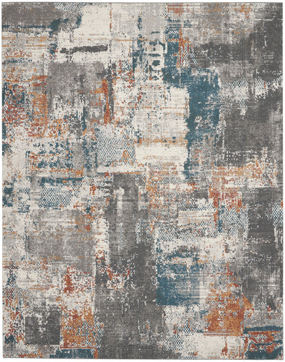 Nourison Home Tangra  Grey Multicolor  Contemporary