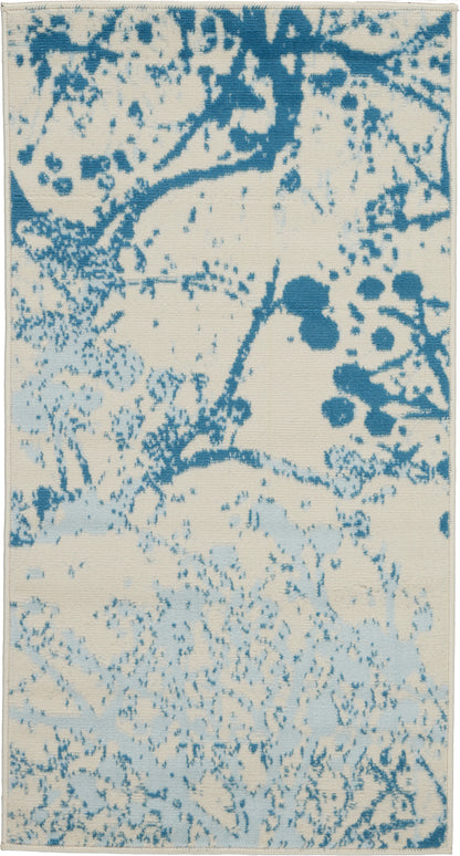 Nourison Home Jubilant JUB12 Ivory Blue Contemporary Power-loomed Rug