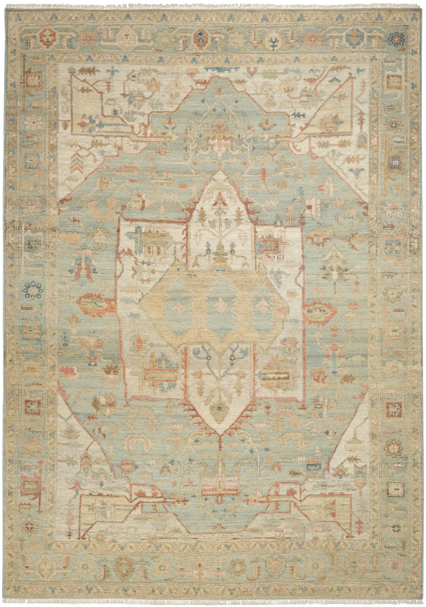 Nourison Home Heritage Vine HTV03 Light Blue Traditional Hand Knotted Rug