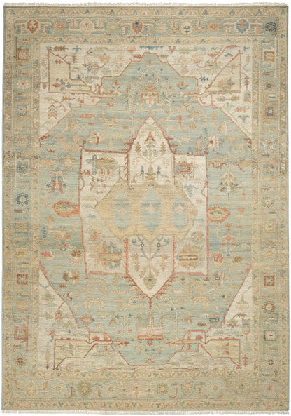 Nourison Home Heritage Vine HTV03 Light Blue Traditional Hand Knotted Rug