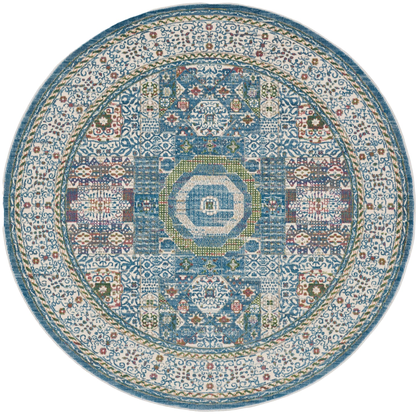 Nourison Home Ankara Global ANR17 Ivory Light Blue Transitional Power-loomed Rug