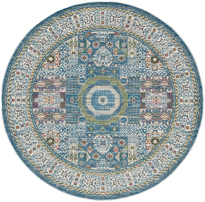 Nourison Home Ankara Global ANR17 Ivory Light Blue Transitional Power-loomed Rug