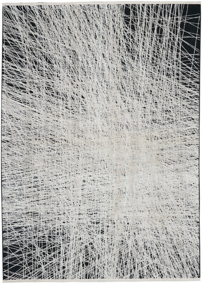 Calvin Klein Balian CK55 Black Silver Contemporary Loom Woven Rug