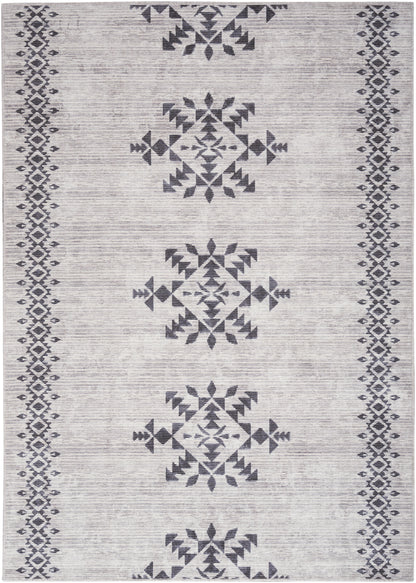 Nourison Home New Concept Washables SR109 Ivory Charcoal Contemporary Machine Woven Rug
