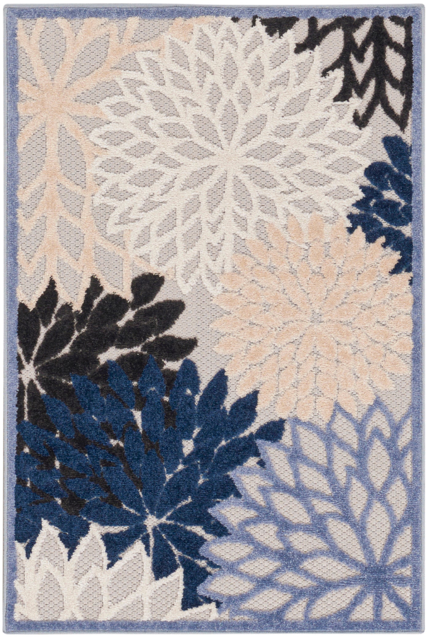 Nourison Home Aloha ALH05 Blue Multicolor Contemporary Power-loomed Rugs