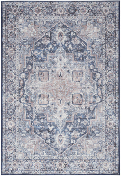 Nourison Home New Concept Washables SR101 Ivory Navy Traditional Machine Woven Rug