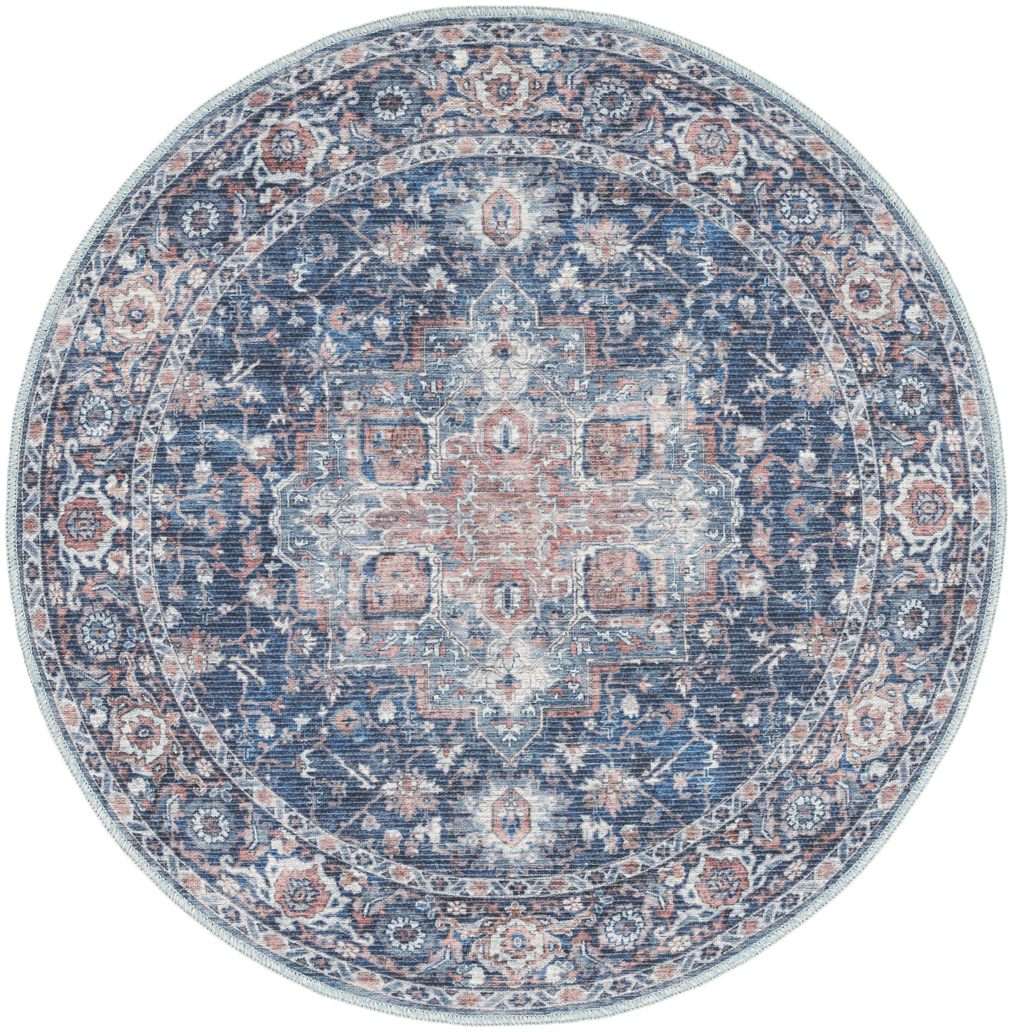 Nourison Home New Concept Washables SR101 Ivory Navy Traditional Machine Woven Rug