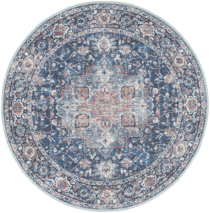 Nourison Home New Concept Washables SR101 Ivory Navy Traditional Machine Woven Rug