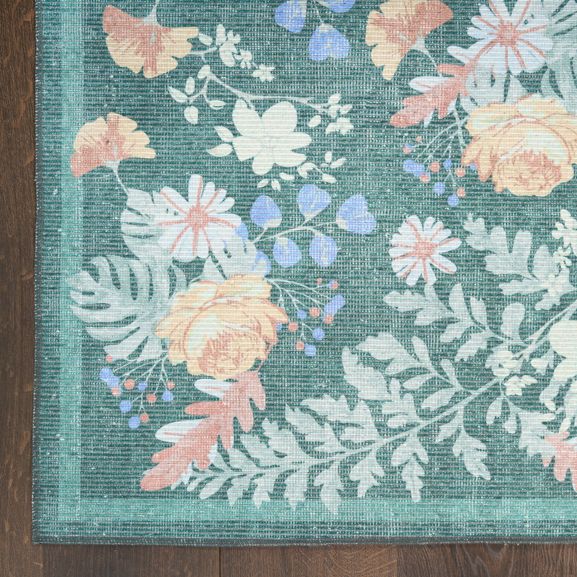 Nourison Home Botanical Washables  Green Multicolor  Contemporary