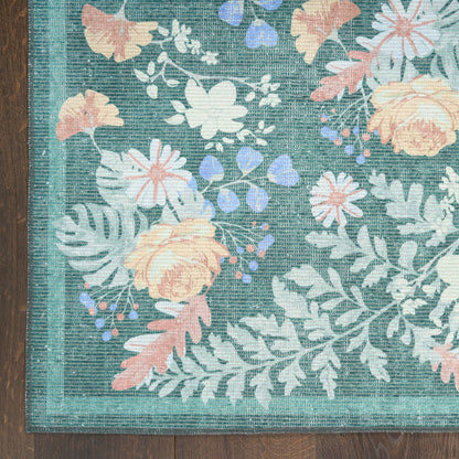 Nourison Home Botanical Washables  Green Multicolor  Contemporary