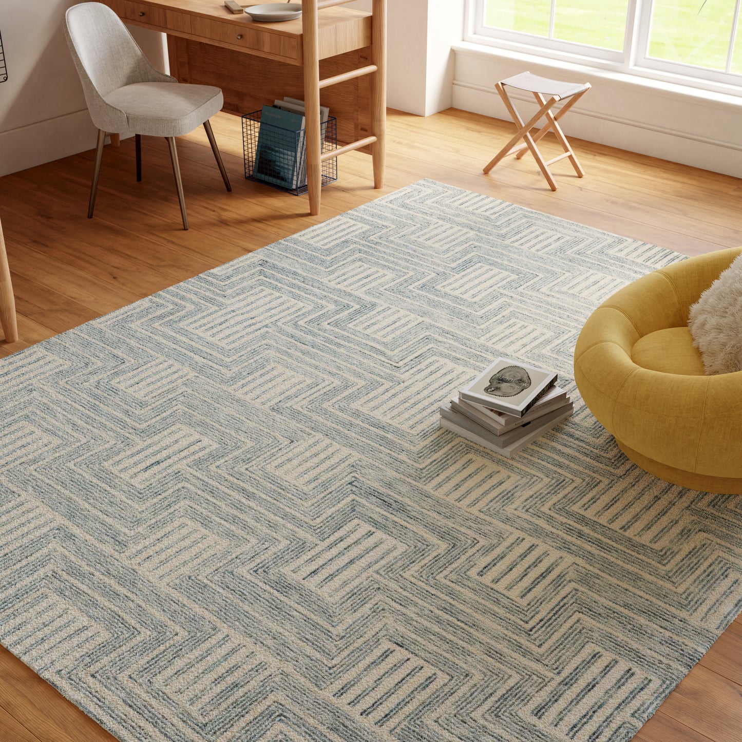 Nourison Home Interlock  Ivory Turquoise  Contemporary