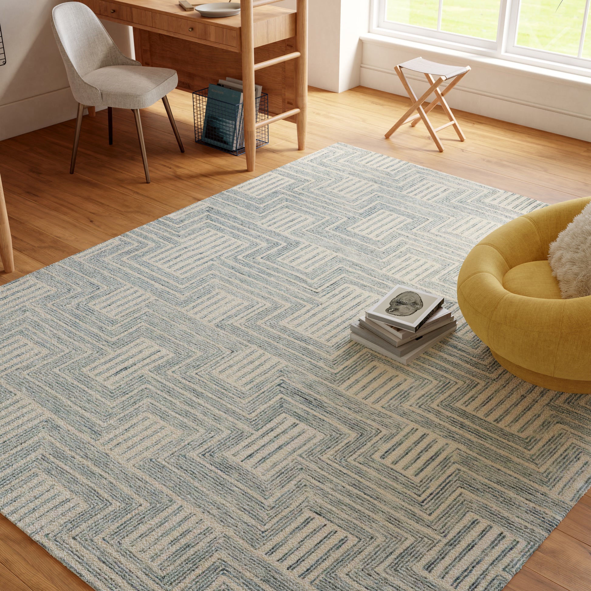 Nourison Home Interlock  Ivory Turquoise  Contemporary