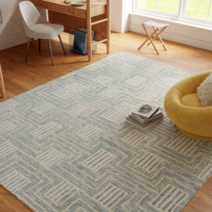 Nourison Home Interlock  Ivory Turquoise  Contemporary