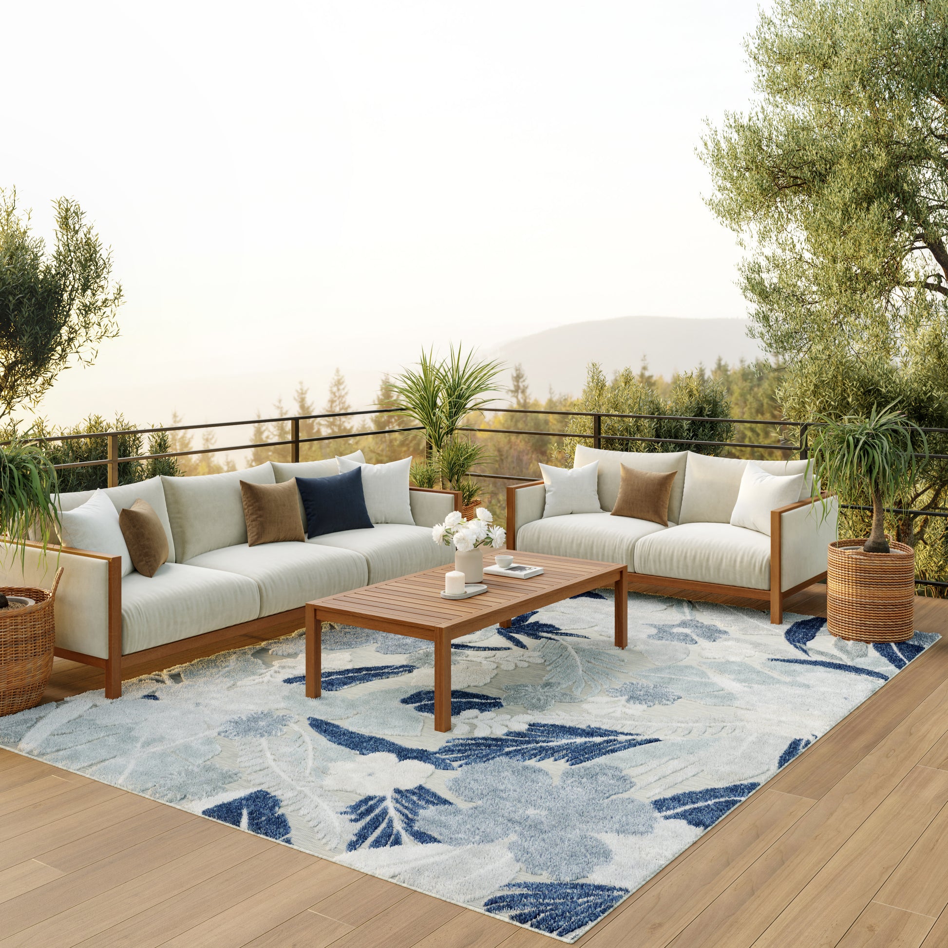Nourison Home Suncoast  Grey Navy  Contemporary