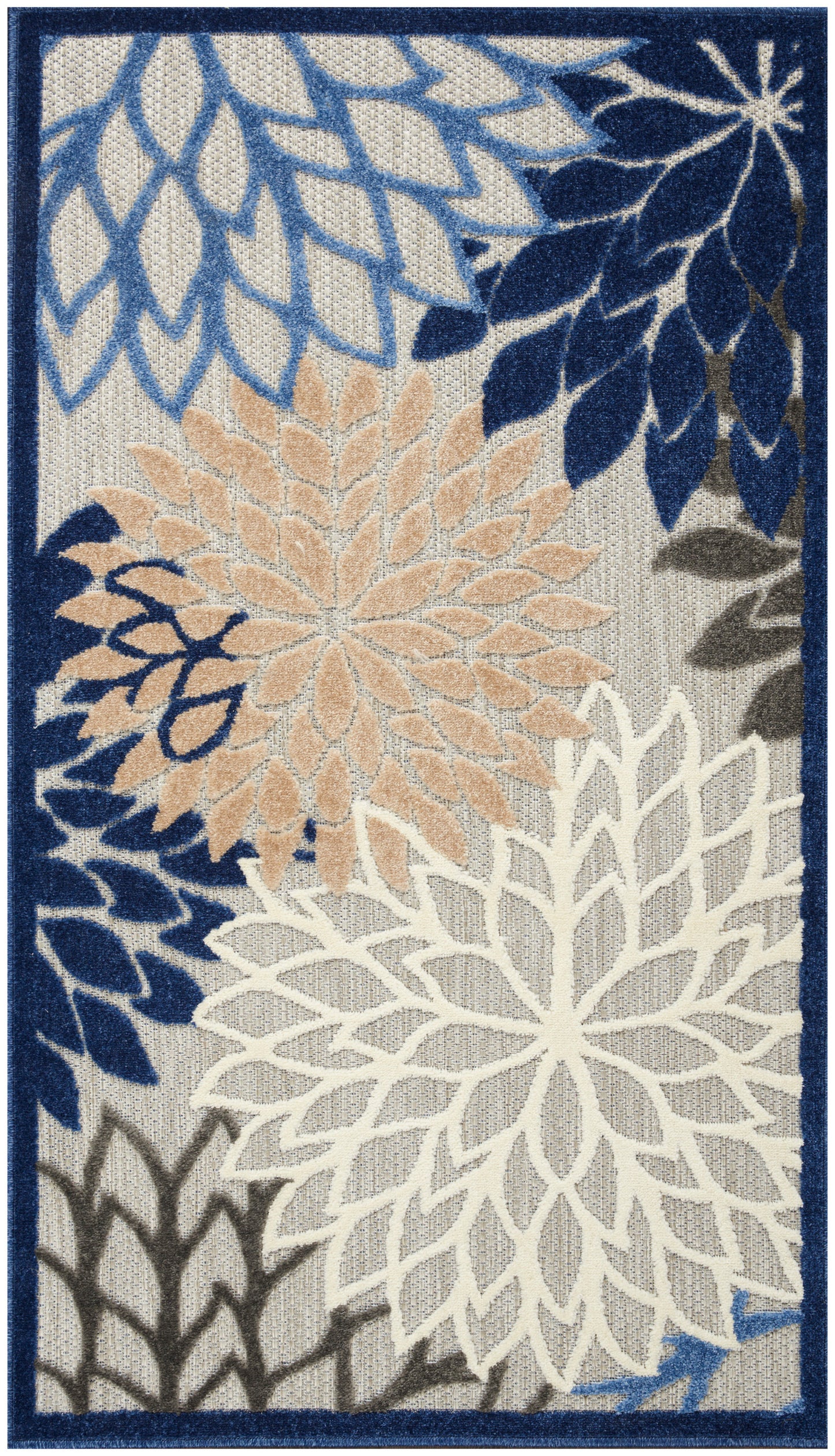 Nourison Home Aloha ALH05 Blue Multicolor Contemporary Power-loomed Rugs