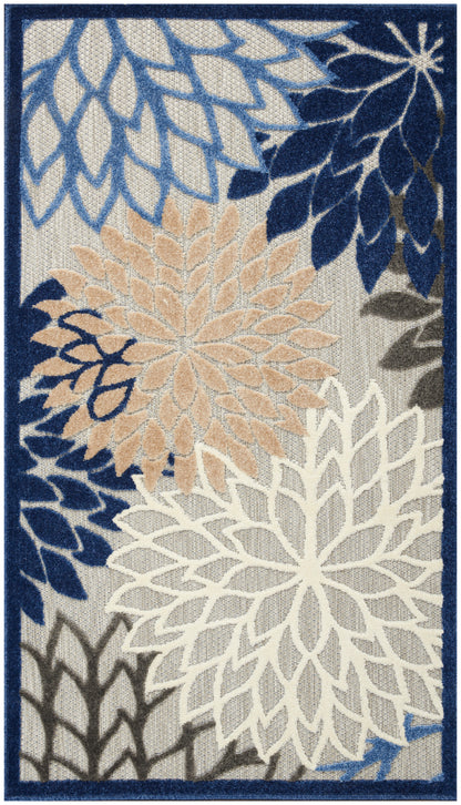 Nourison Home Aloha ALH05 Blue Multicolor Contemporary Power-loomed Rugs