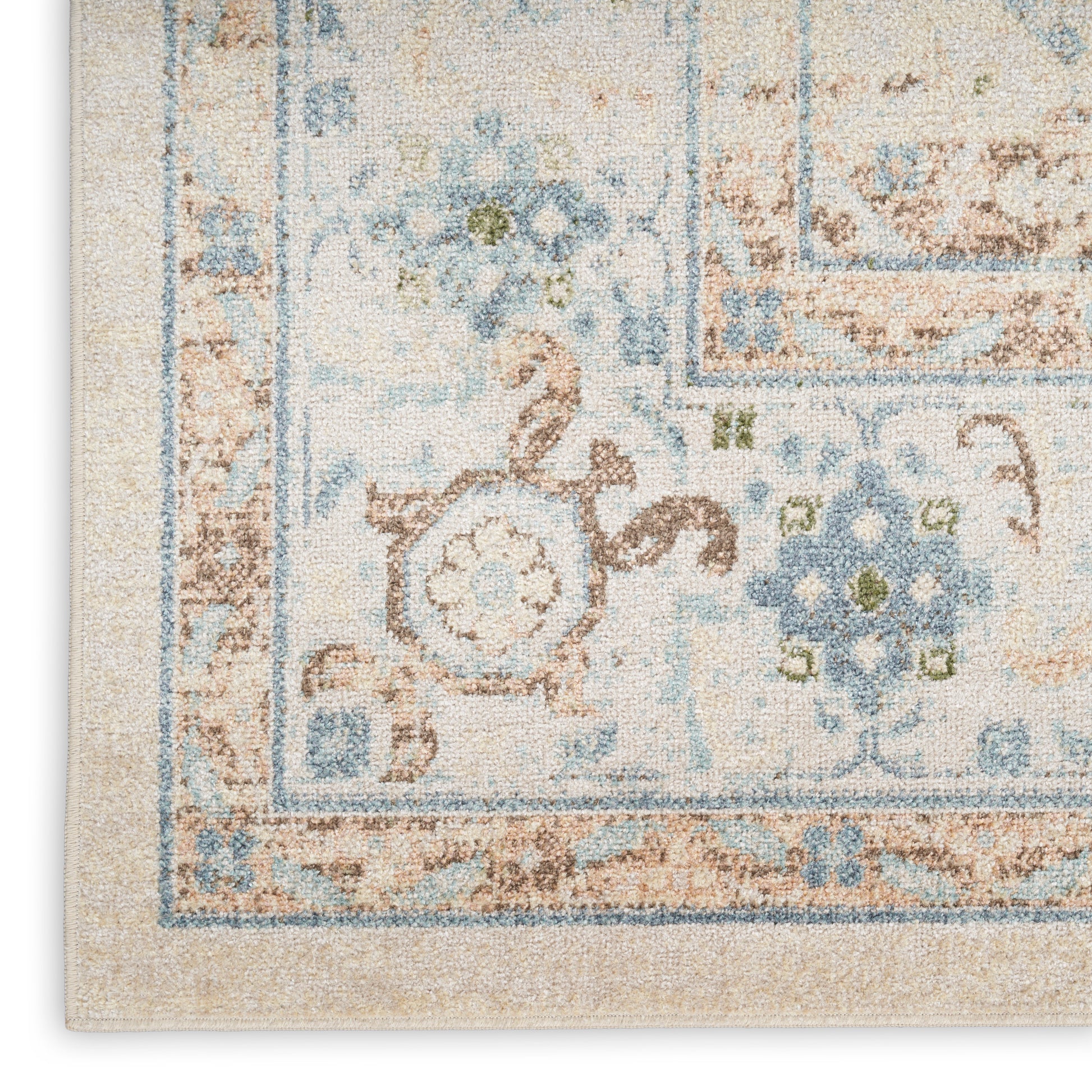 Nourison Home Astra Machine Washable  Ivory Blue  Traditional