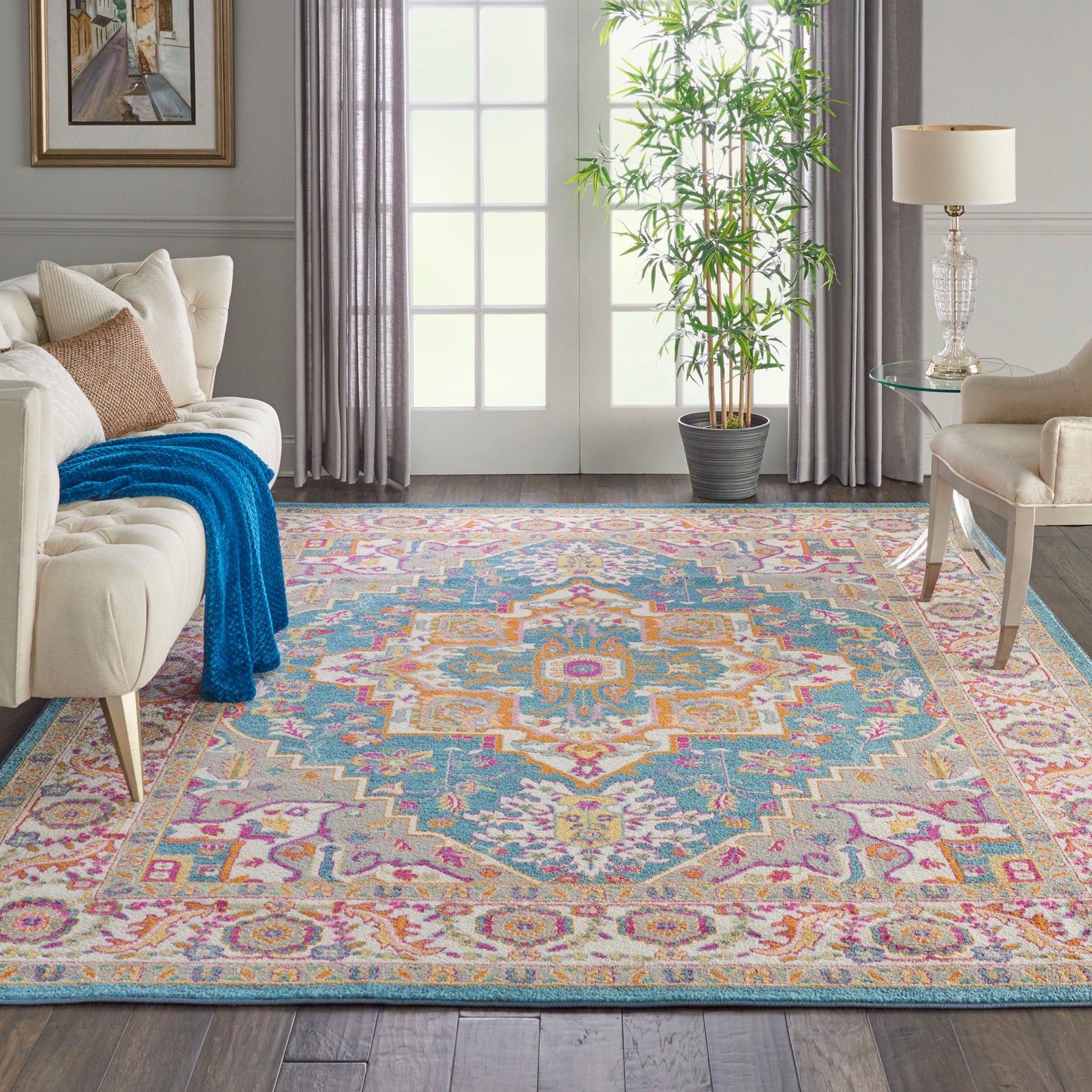 Nourison Home Passion  Teal Multicolor  Transitional