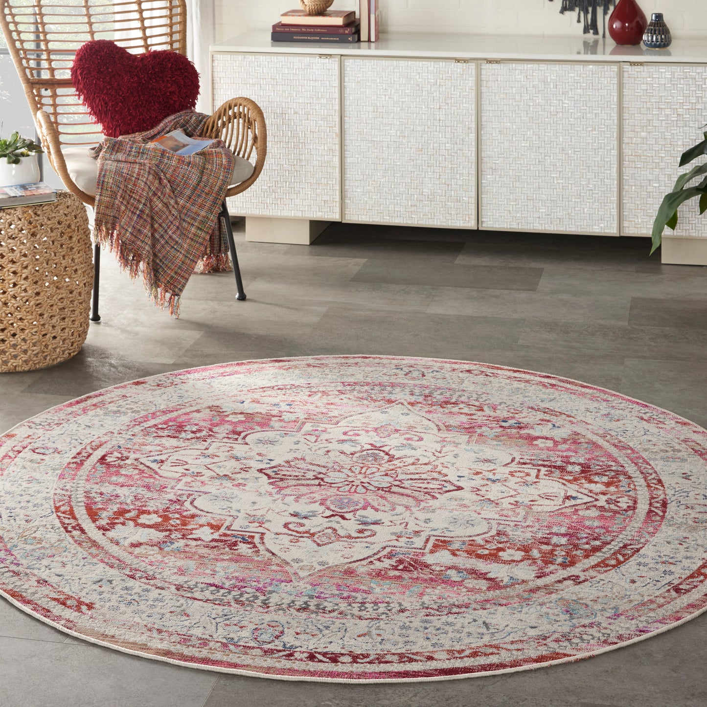Nourison Home Vintage Kashan  Red Ivory  Traditional