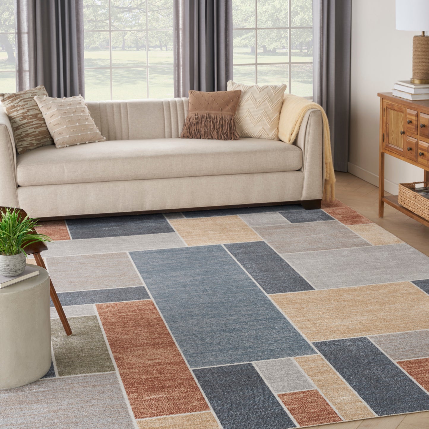 Nourison Home Astra Machine Washable  Multicolor  Contemporary