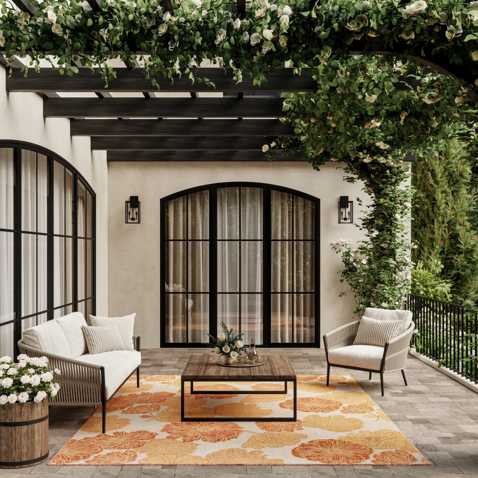 Nourison Home Garden Oasis  Coral  Contemporary