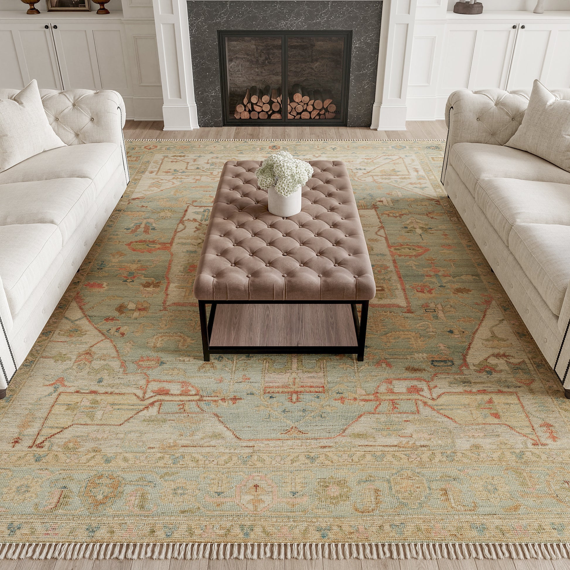 Nourison Home Heritage Vine  Light Blue  Traditional