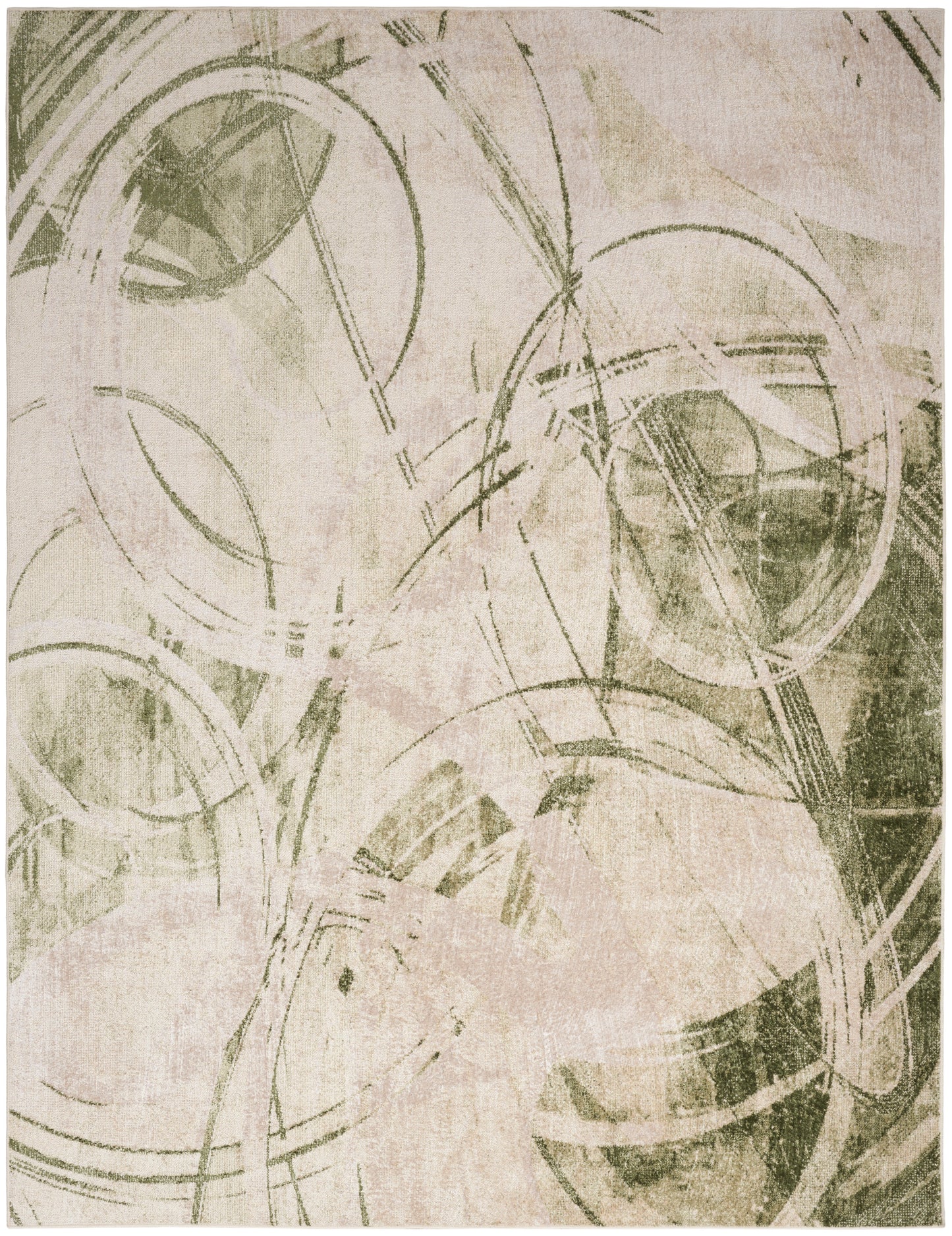 Nourison Home Astra Machine Washable ASW14 Beige Green Contemporary Power-loomed Rug