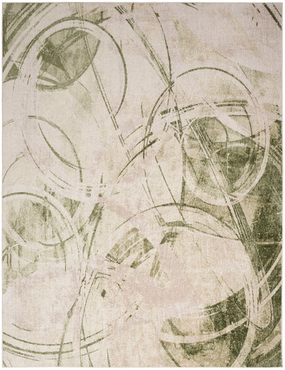 Nourison Home Astra Machine Washable ASW14 Beige Green Contemporary Power-loomed Rug