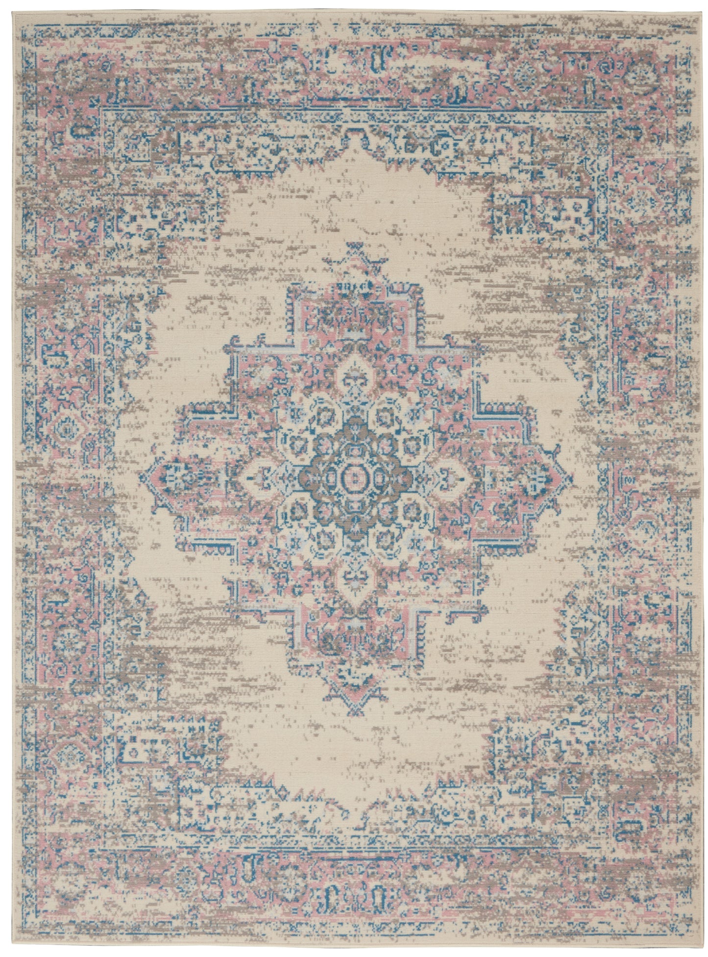 Nourison Home Grafix GRF14 Ivory Pink Transitional Power-loomed Rug