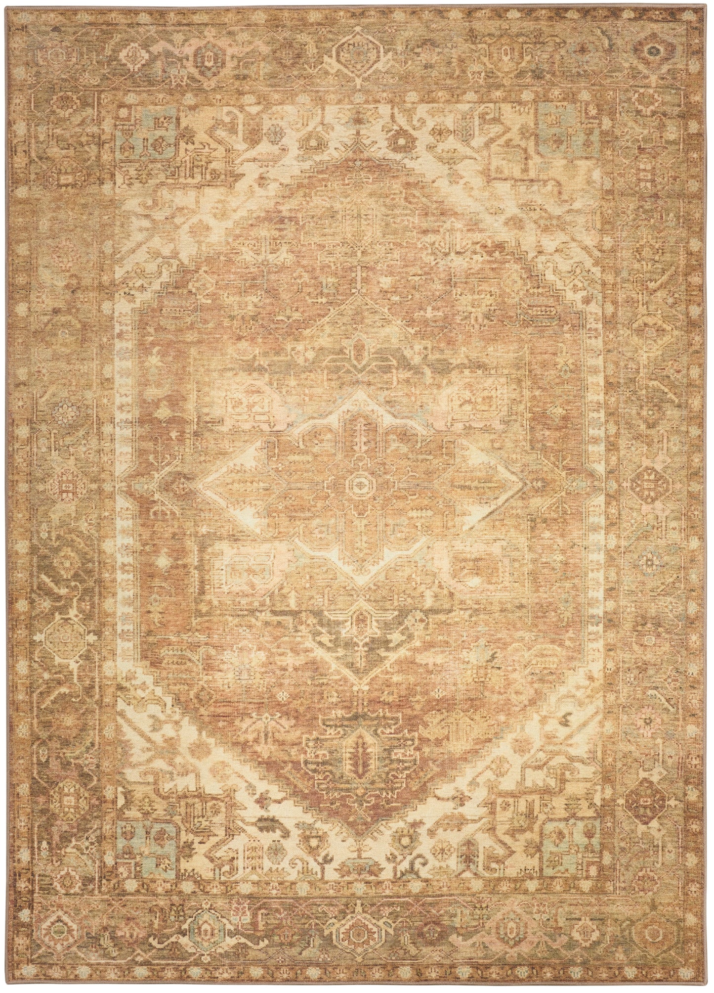 Nourison Home Vintage Washables VWS14 Gold Traditional Flat Weave Rug