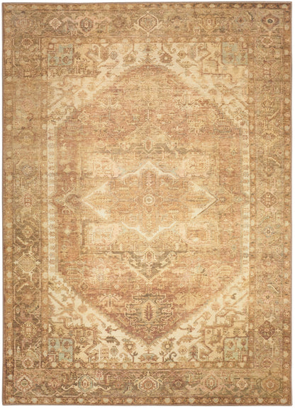 Nourison Home Vintage Washables VWS14 Gold Traditional Flat Weave Rug