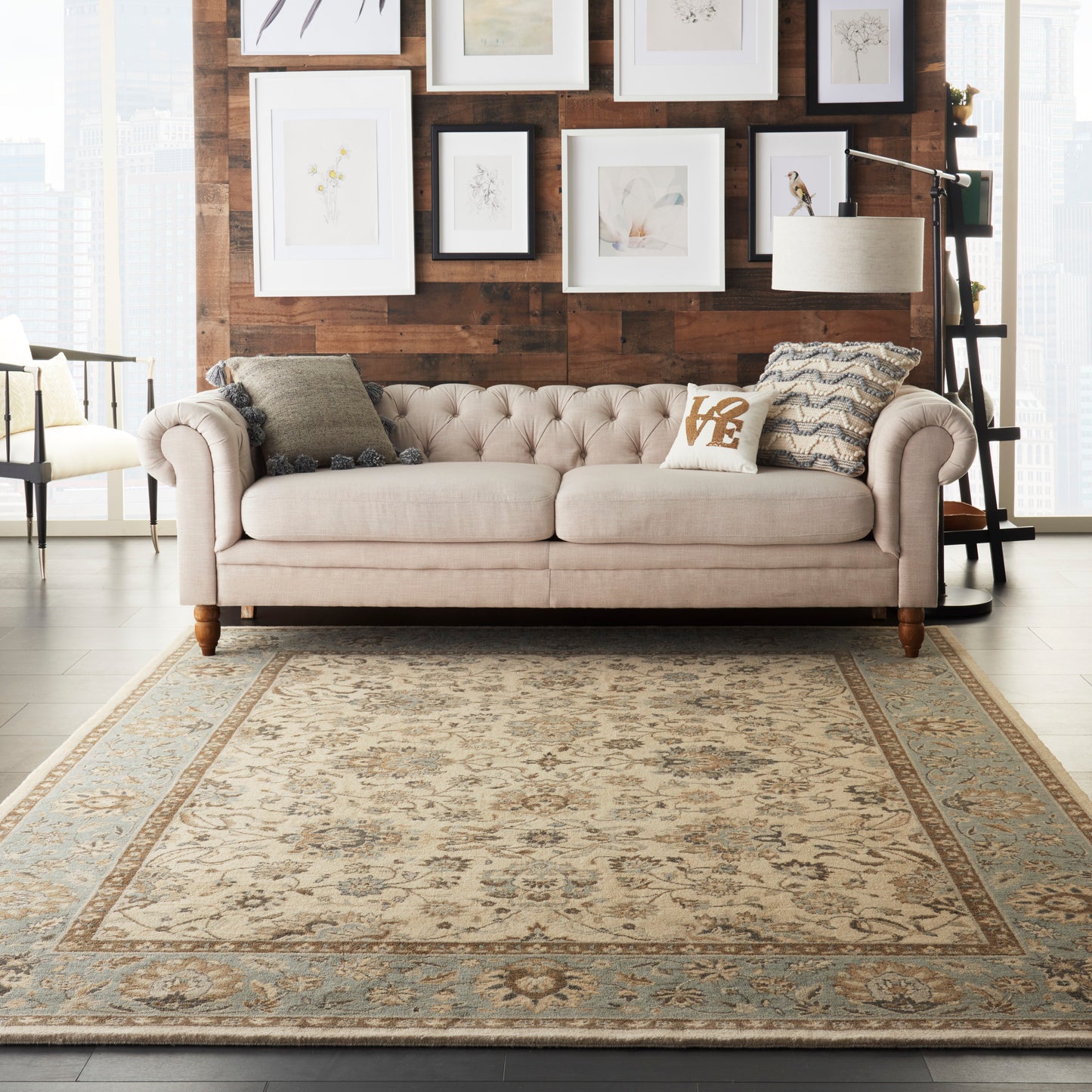 Nourison Home Living Treasures  Ivory Aqua  Traditional
