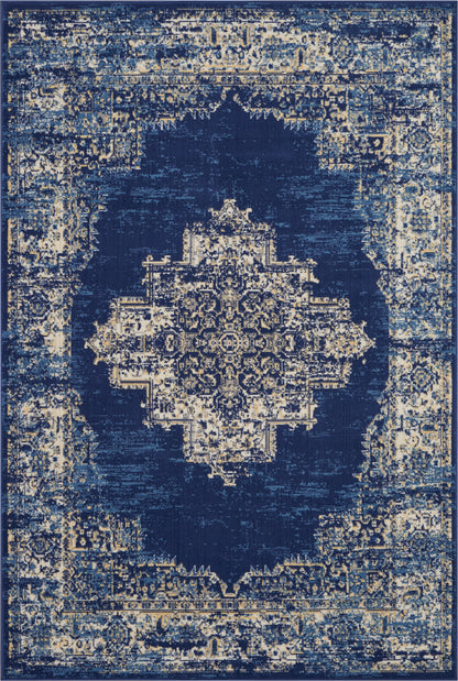 Nourison Home Grafix GRF14 Navy Blue Transitional Power-loomed Rug