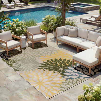 Nourison Home Aloha  Green Multicolor  Contemporary