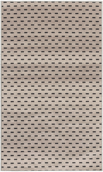 Nourison Home Nourison Washables NWB12 Cream Black Contemporary Power-loomed Rug