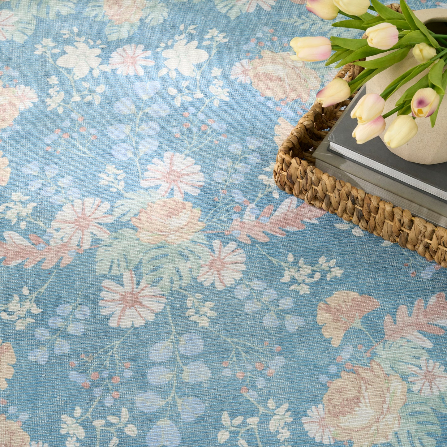 Nourison Home Botanical Washables  Blue Multicolor  Contemporary